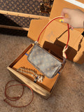 LV Pochette Accessoires Monogram Canvas Shoulder Crossbody Bag with Leather Strap (23.5 x 13.5 x 4) cm