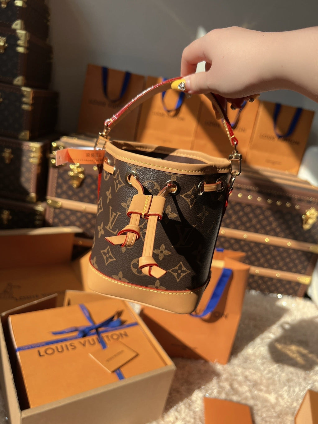 LV Nano Noé Monogram Canvas Mini Bucket Bag (13 x 16 x 10) cm