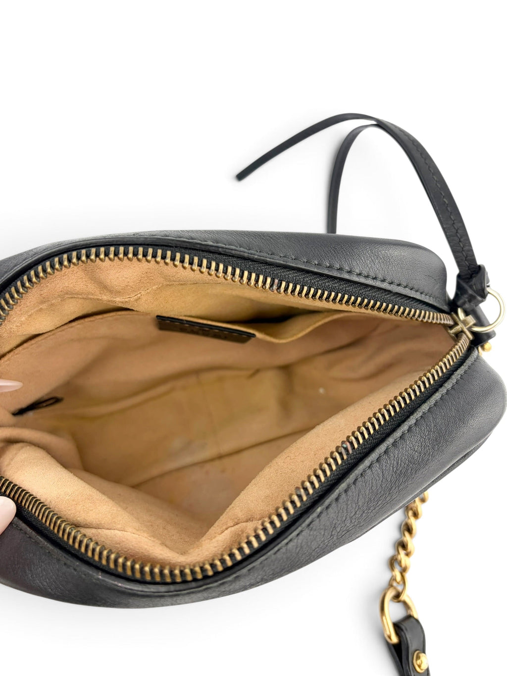Gucci Black Leather GG Marmont Small Crossbody