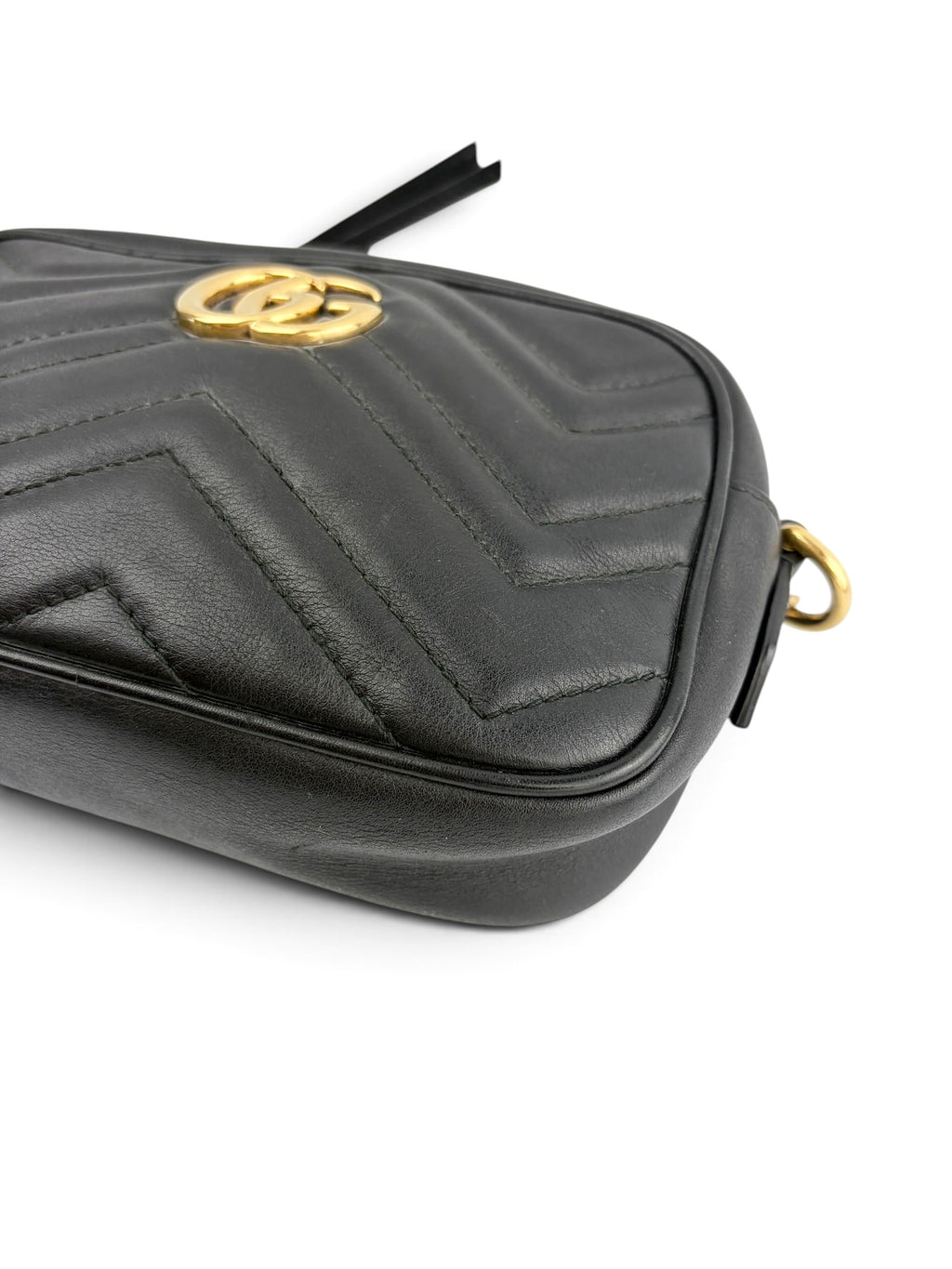 Gucci Black Leather GG Marmont Small Crossbody