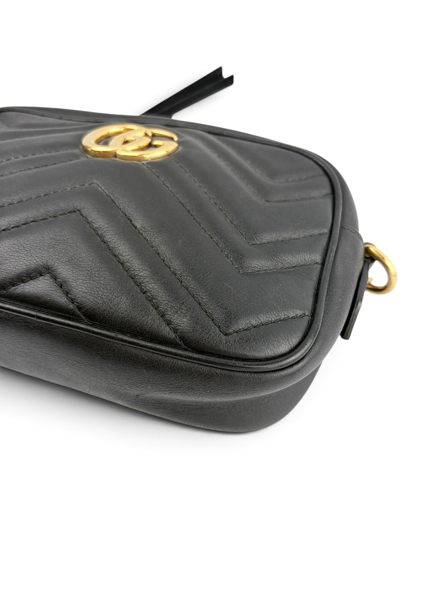 Gucci Black Leather GG Marmont Small Crossbody
