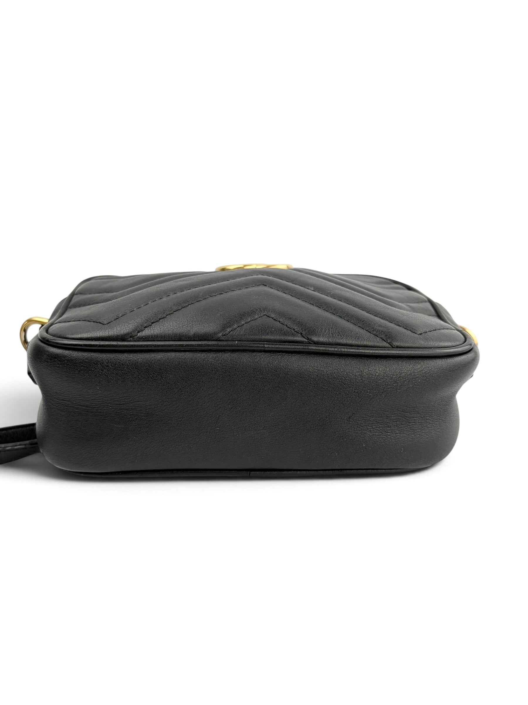 Gucci Black Leather GG Marmont Small Crossbody
