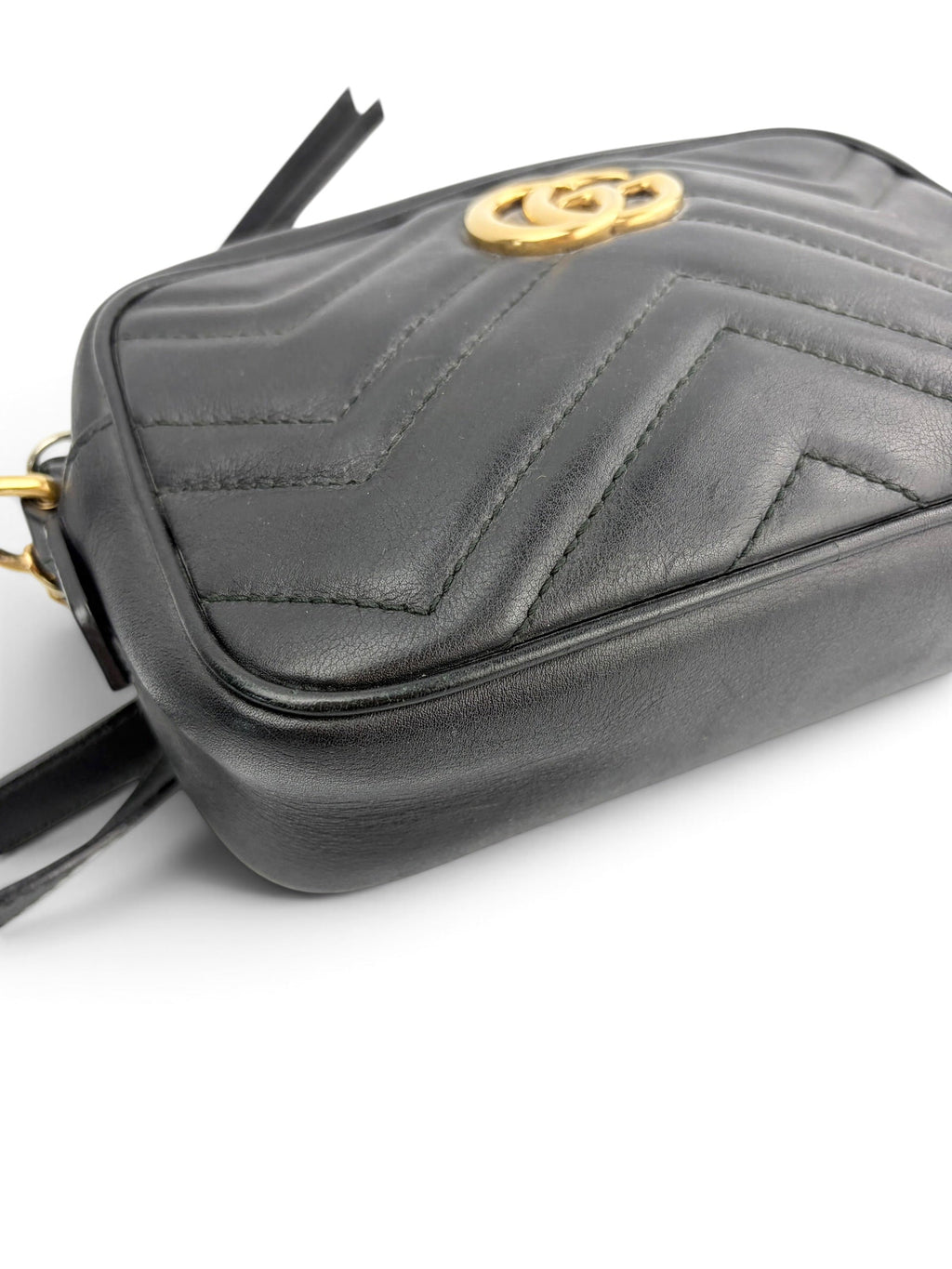 Gucci Black Leather GG Marmont Small Crossbody