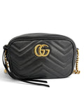 Gucci Black Leather GG Marmont Small Crossbody