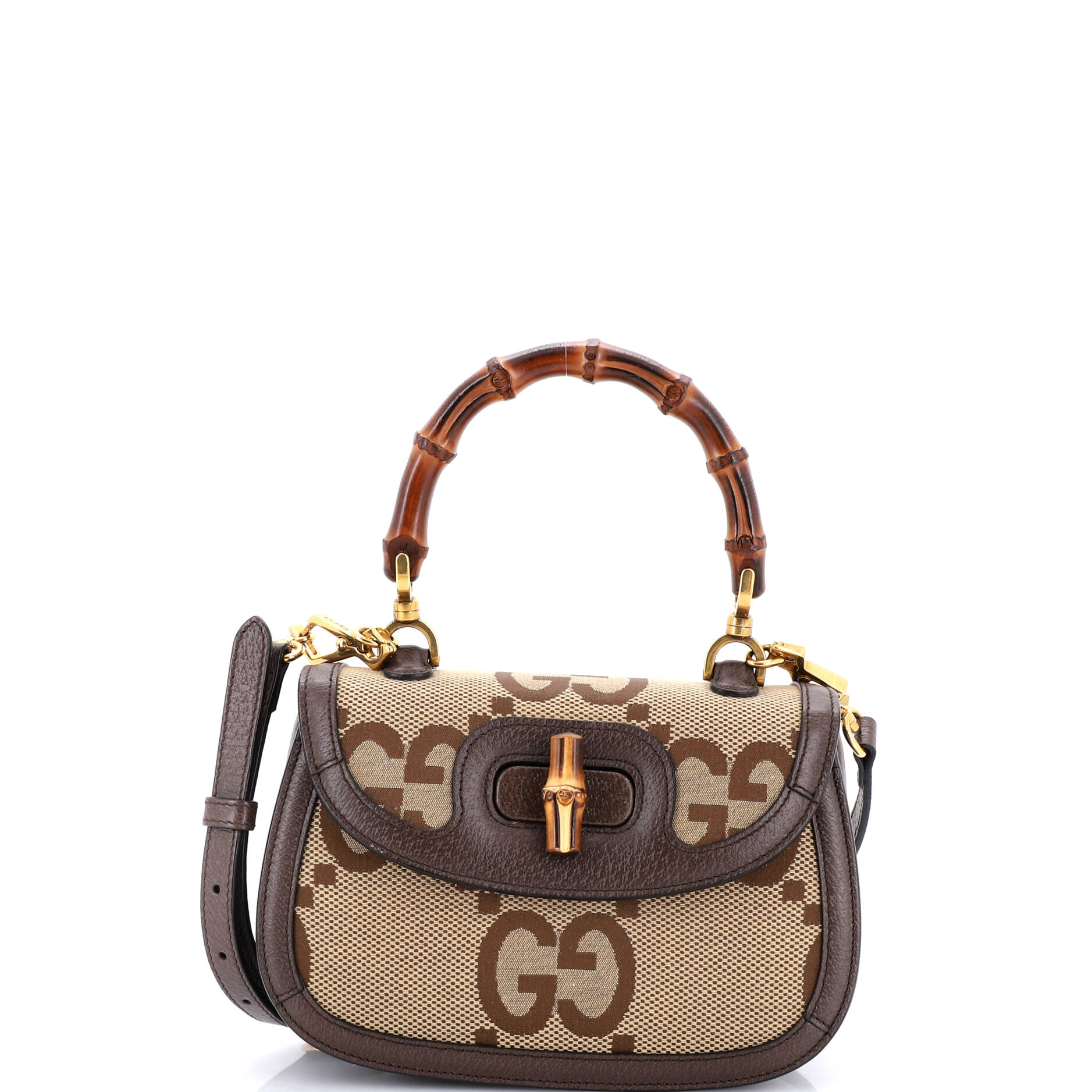 Bamboo 1947 Top Handle Bag Jumbo GG Canvas Small