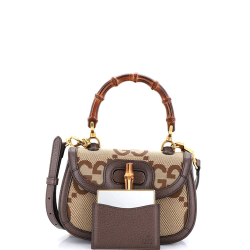 Bamboo 1947 Top Handle Bag Jumbo GG Canvas Small