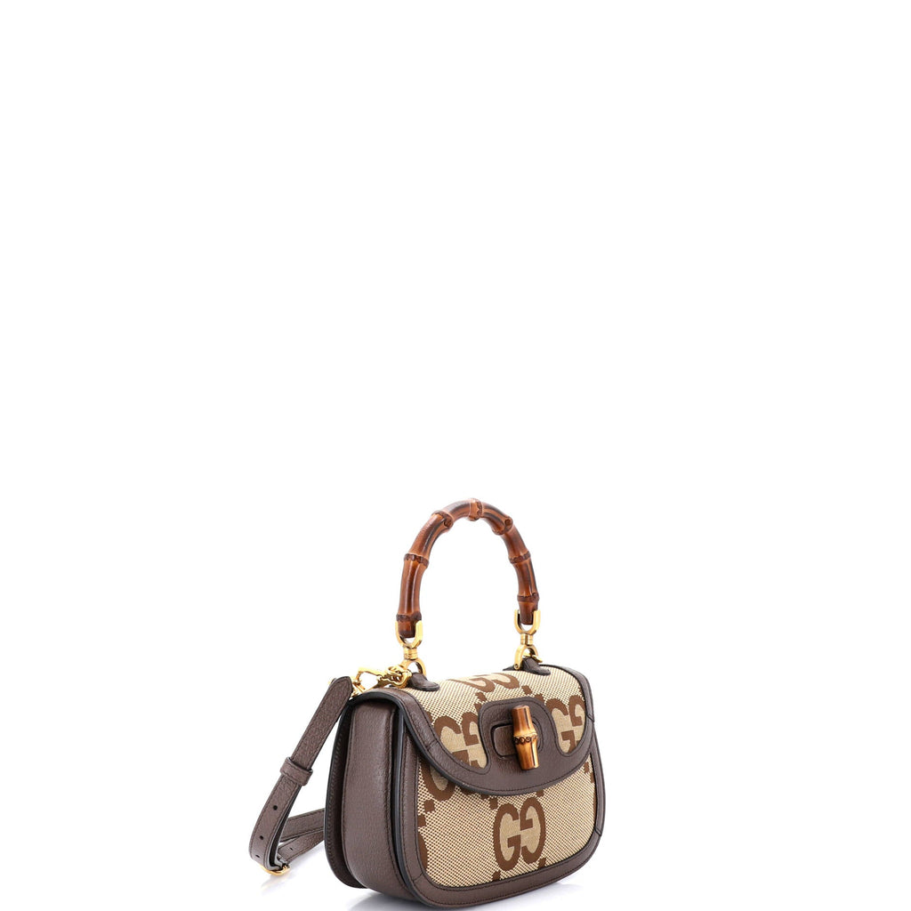 Bamboo 1947 Top Handle Bag Jumbo GG Canvas Small