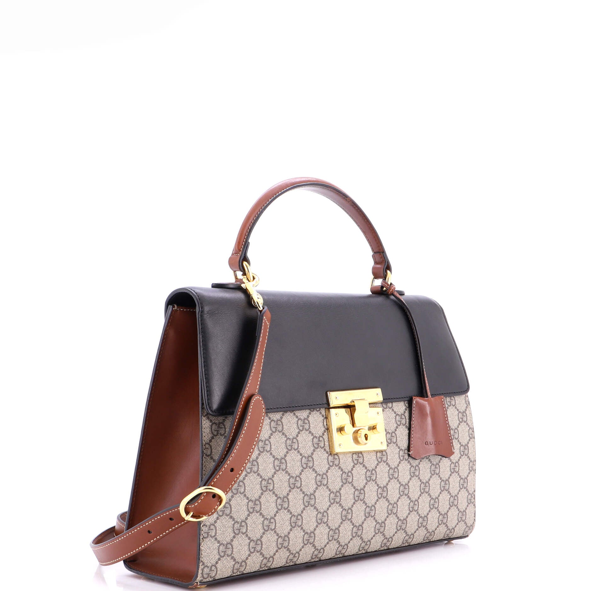 Padlock Top Handle Bag GG Coated Canvas and Leather Medium