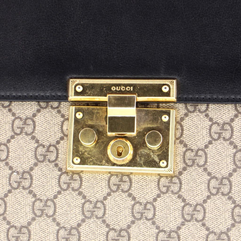 Padlock Top Handle Bag GG Coated Canvas and Leather Medium
