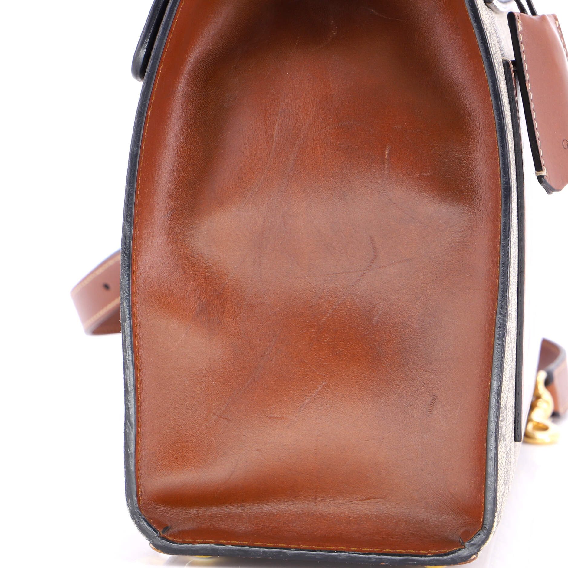 Padlock Top Handle Bag GG Coated Canvas and Leather Medium