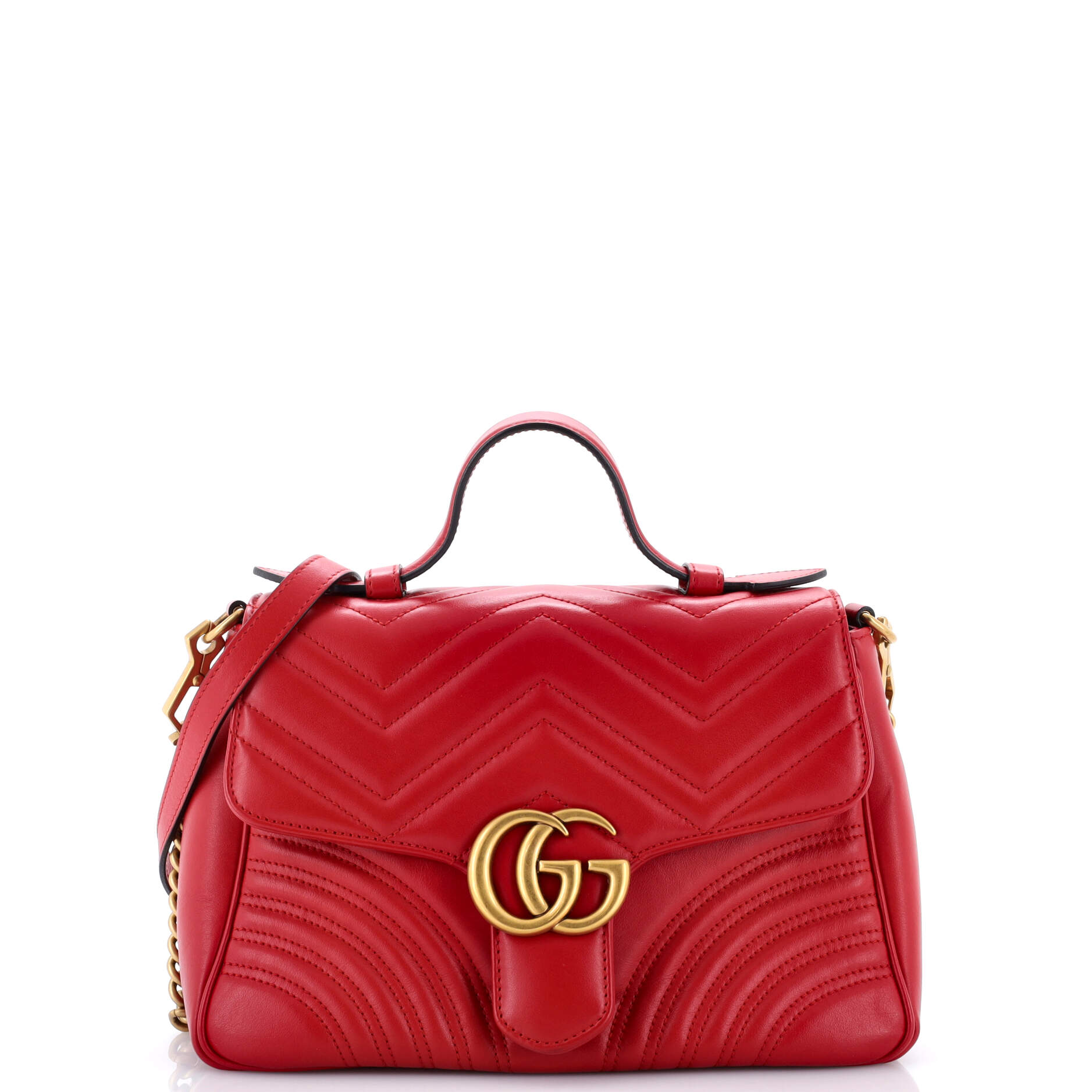 GG Marmont Top Handle Flap Bag Matelasse Leather Small