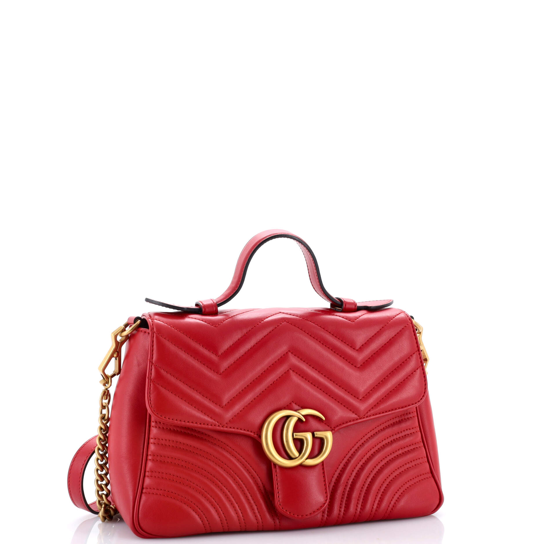 GG Marmont Top Handle Flap Bag Matelasse Leather Small