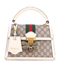 Queen Margaret Top Handle Bag GG Coated Canvas with Leather Small