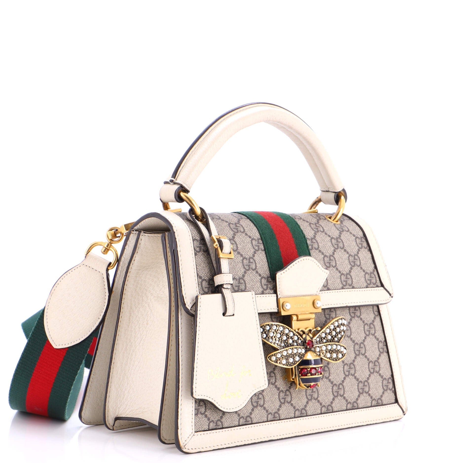 Queen Margaret Top Handle Bag GG Coated Canvas with Leather Small