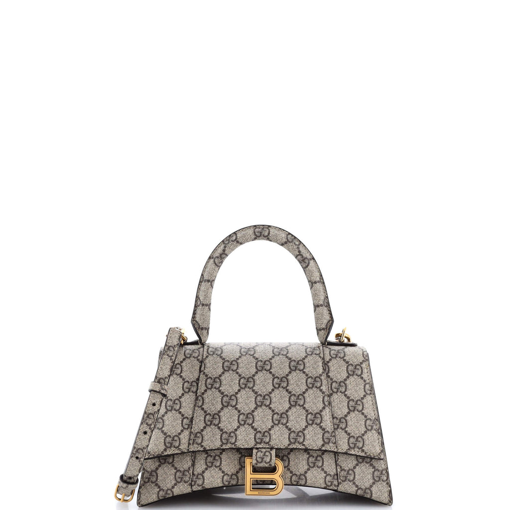 x Balenciaga The Hacker Project Hourglass Top Handle Bag GG Coated Canvas Small