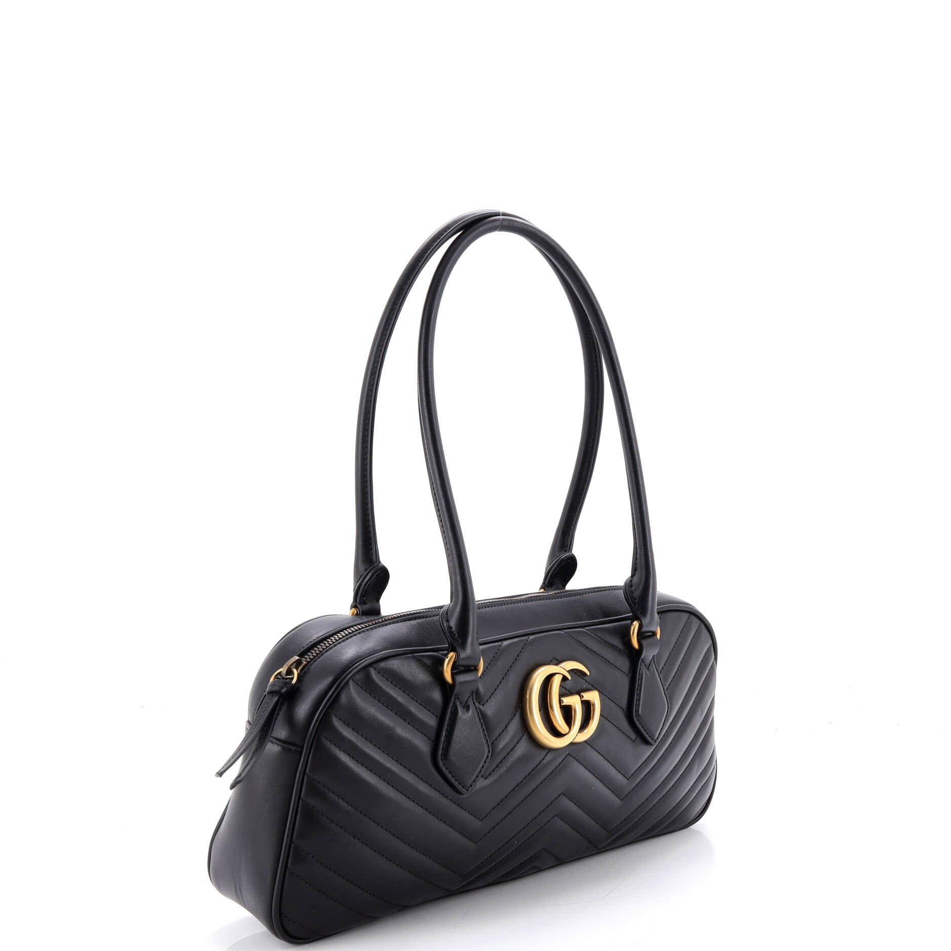 GG Marmont Top Handle Bowler Bag Matelasse Leather Medium