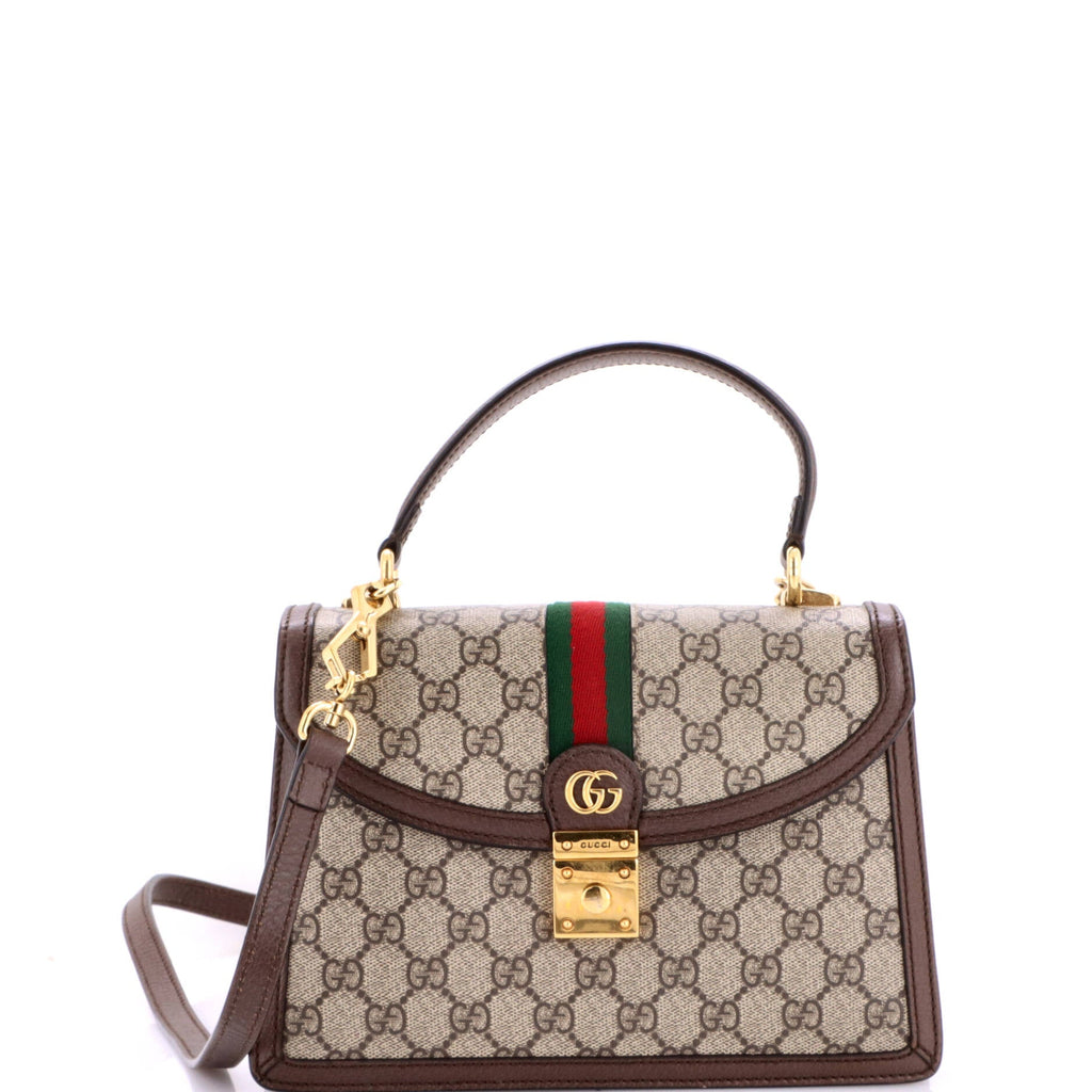 Ophidia Flap Top Handle Bag GG Coated Canvas Small