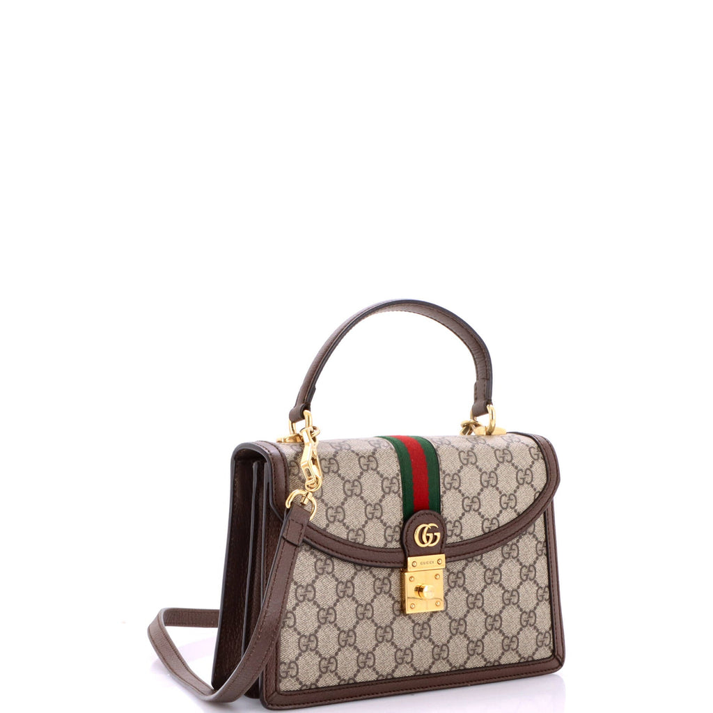 Ophidia Flap Top Handle Bag GG Coated Canvas Small