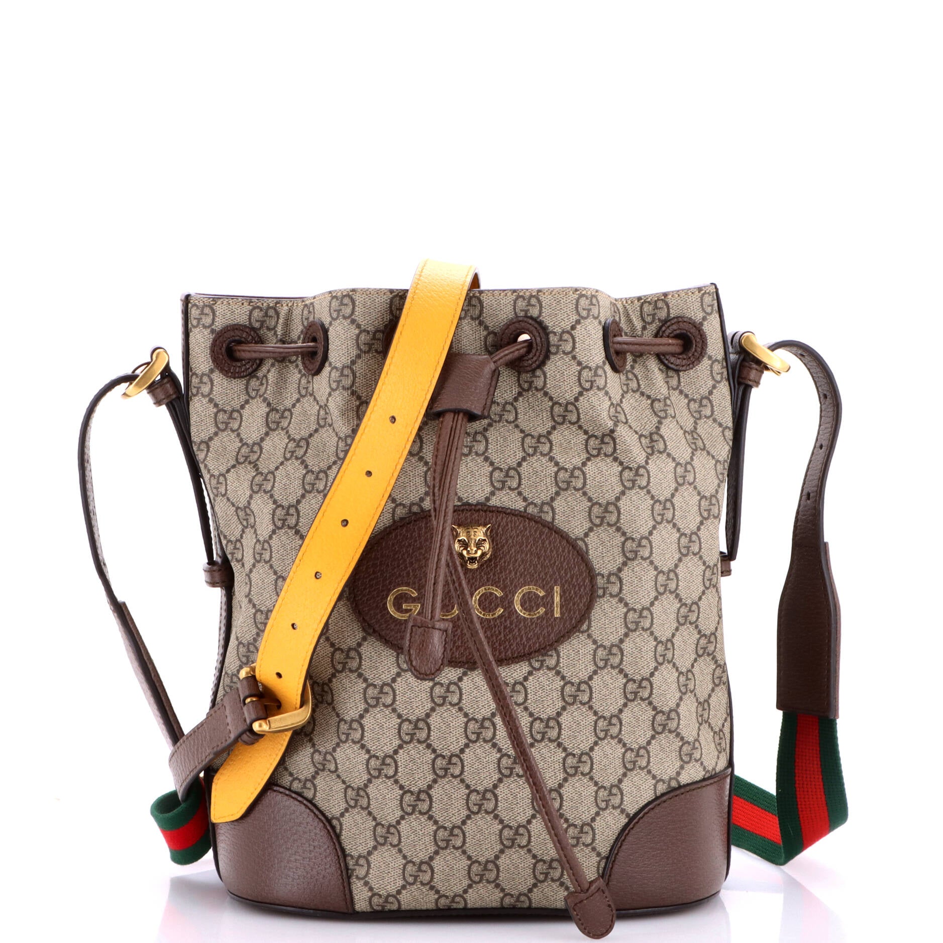 Neo Vintage Drawstring Bucket Backpack GG Coated Canvas Mini