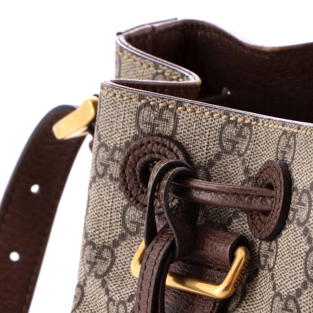 Neo Vintage Drawstring Bucket Backpack GG Coated Canvas Mini