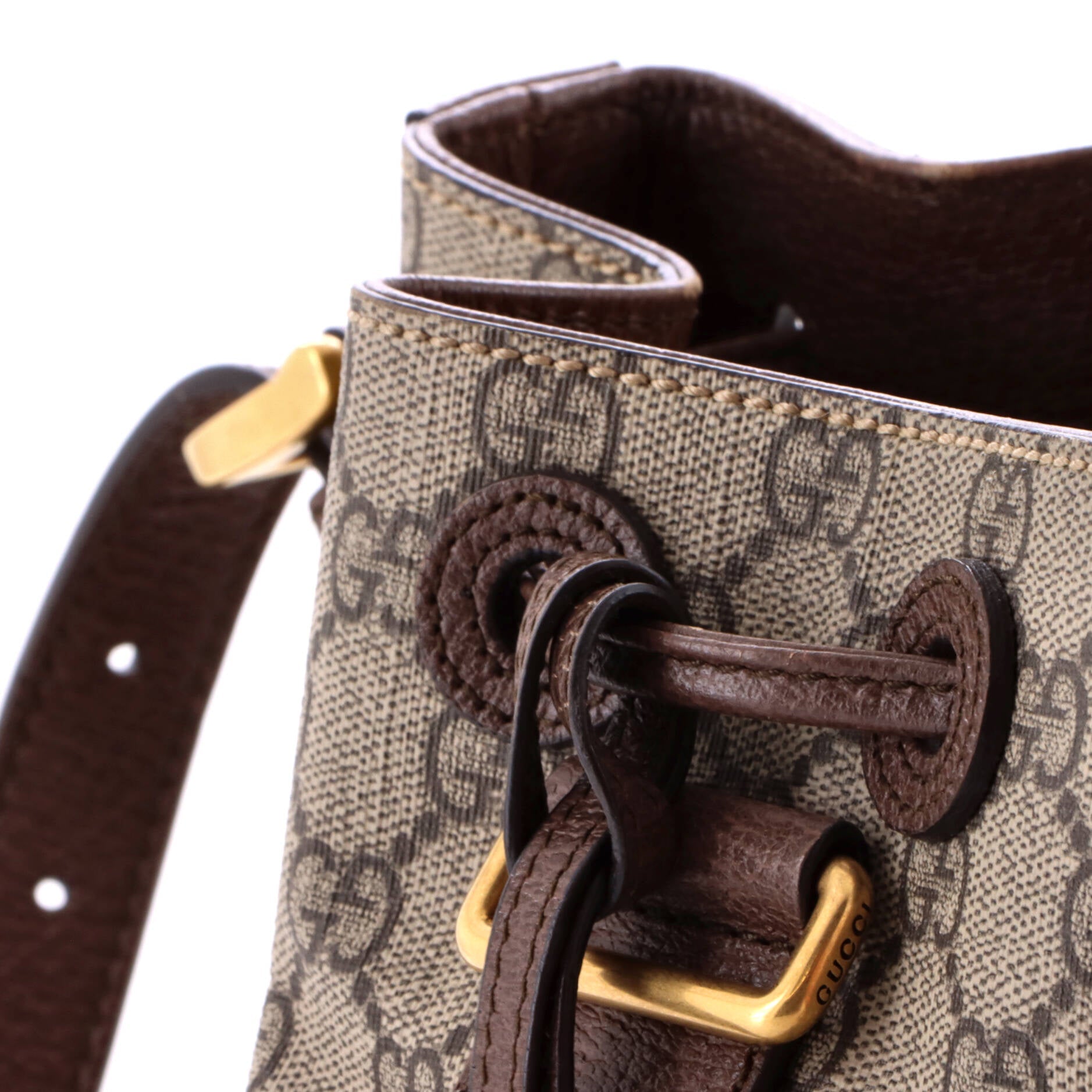 Neo Vintage Drawstring Bucket Backpack GG Coated Canvas Mini
