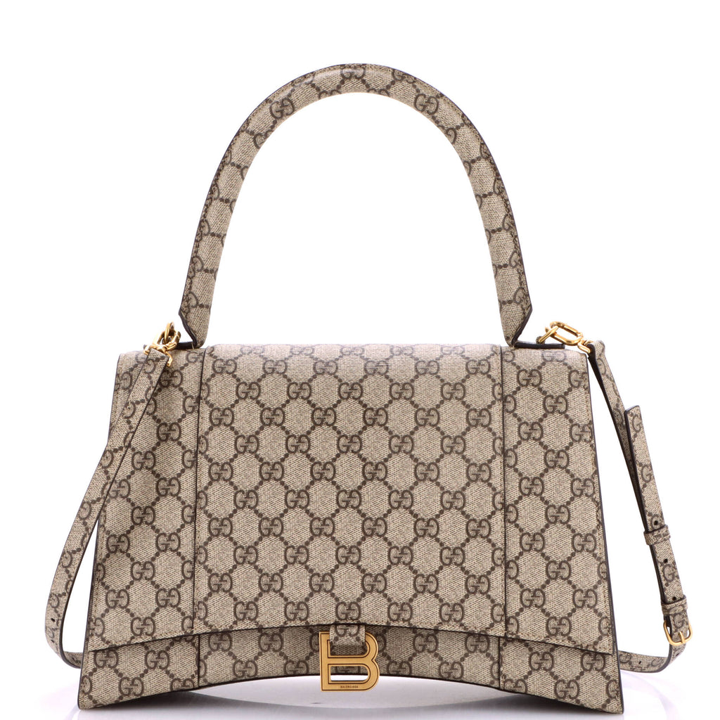 x Balenciaga The Hacker Project Hourglass Top Handle Bag GG Coated Canvas Medium