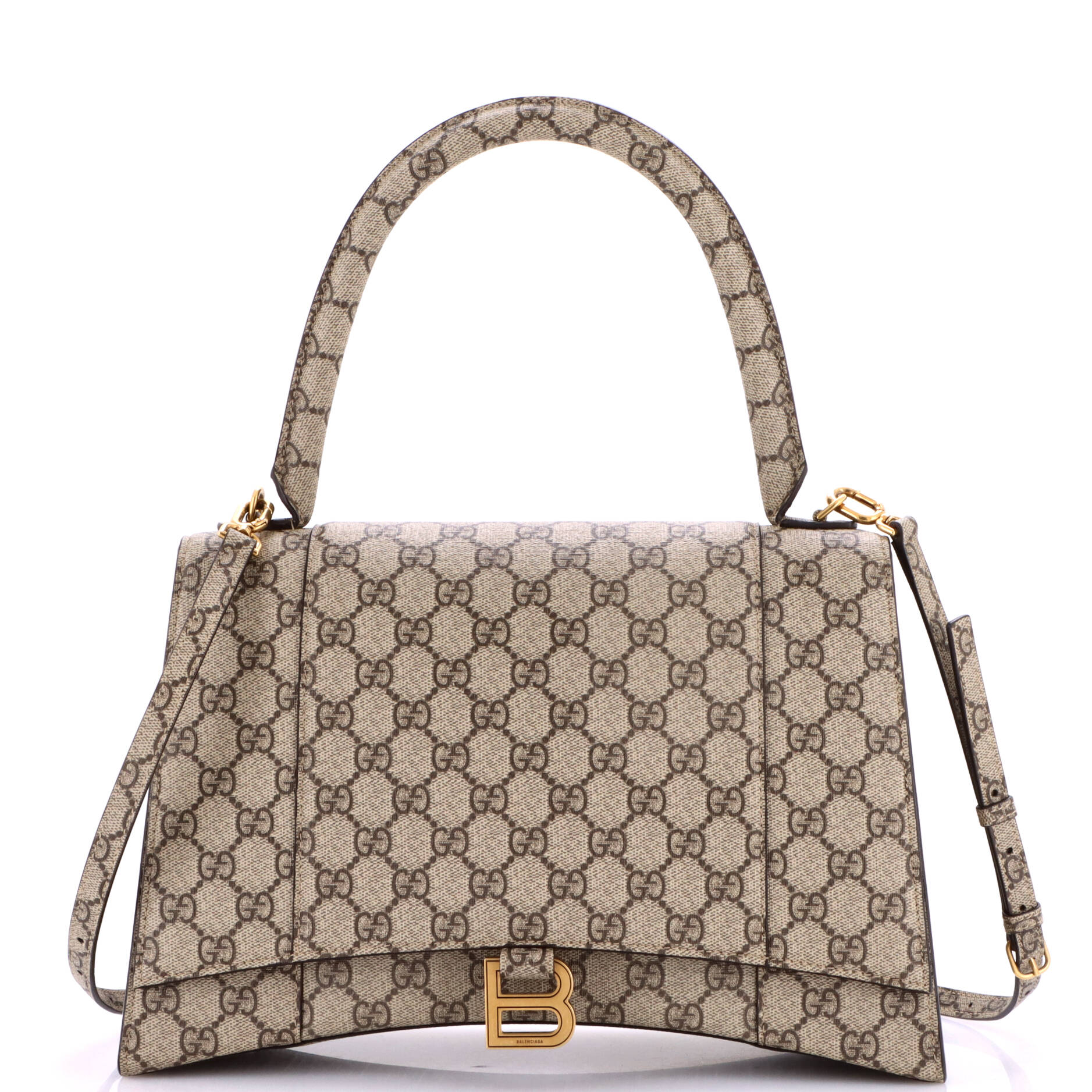 x Balenciaga The Hacker Project Hourglass Top Handle Bag GG Coated Canvas Medium