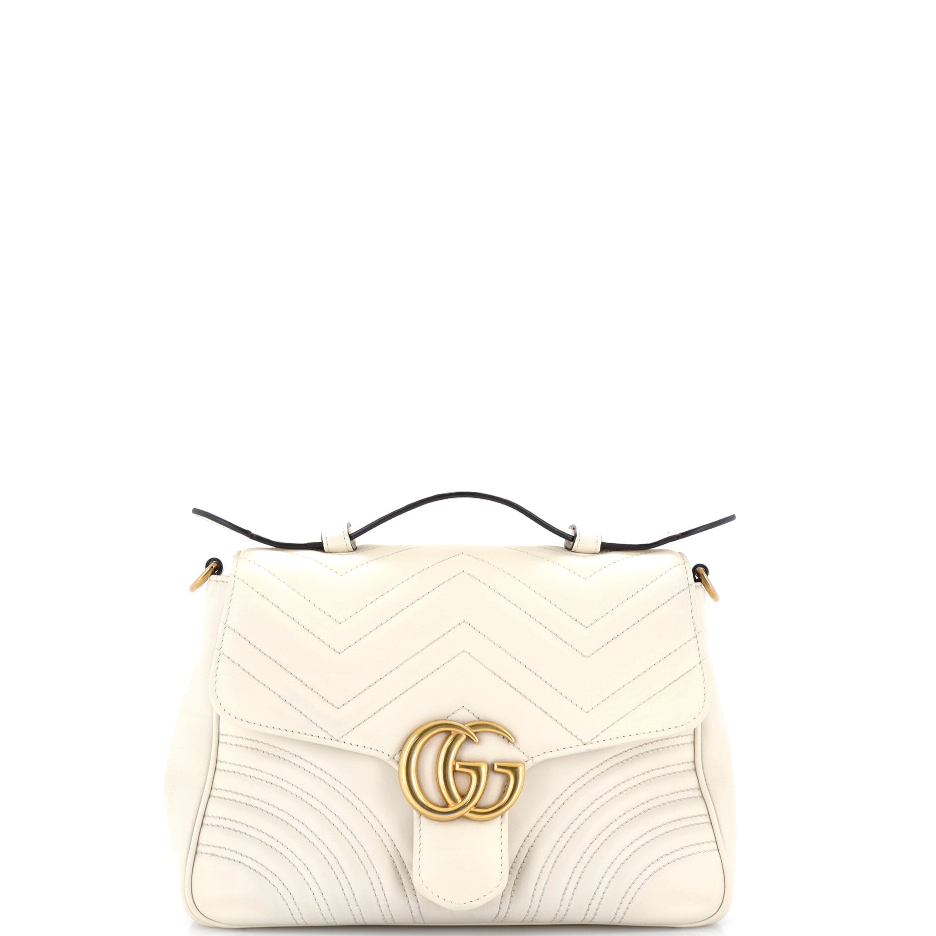 GG Marmont Top Handle Flap Bag Matelasse Leather Small