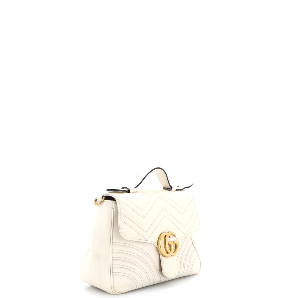 GG Marmont Top Handle Flap Bag Matelasse Leather Small