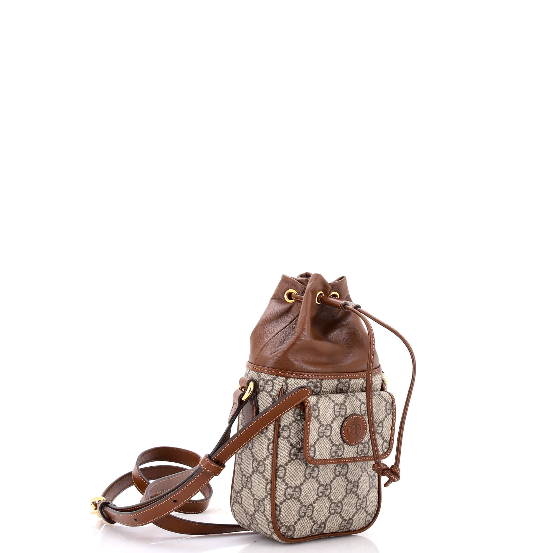 Interlocking G Patch Bucket Bag GG Coated Canvas Mini