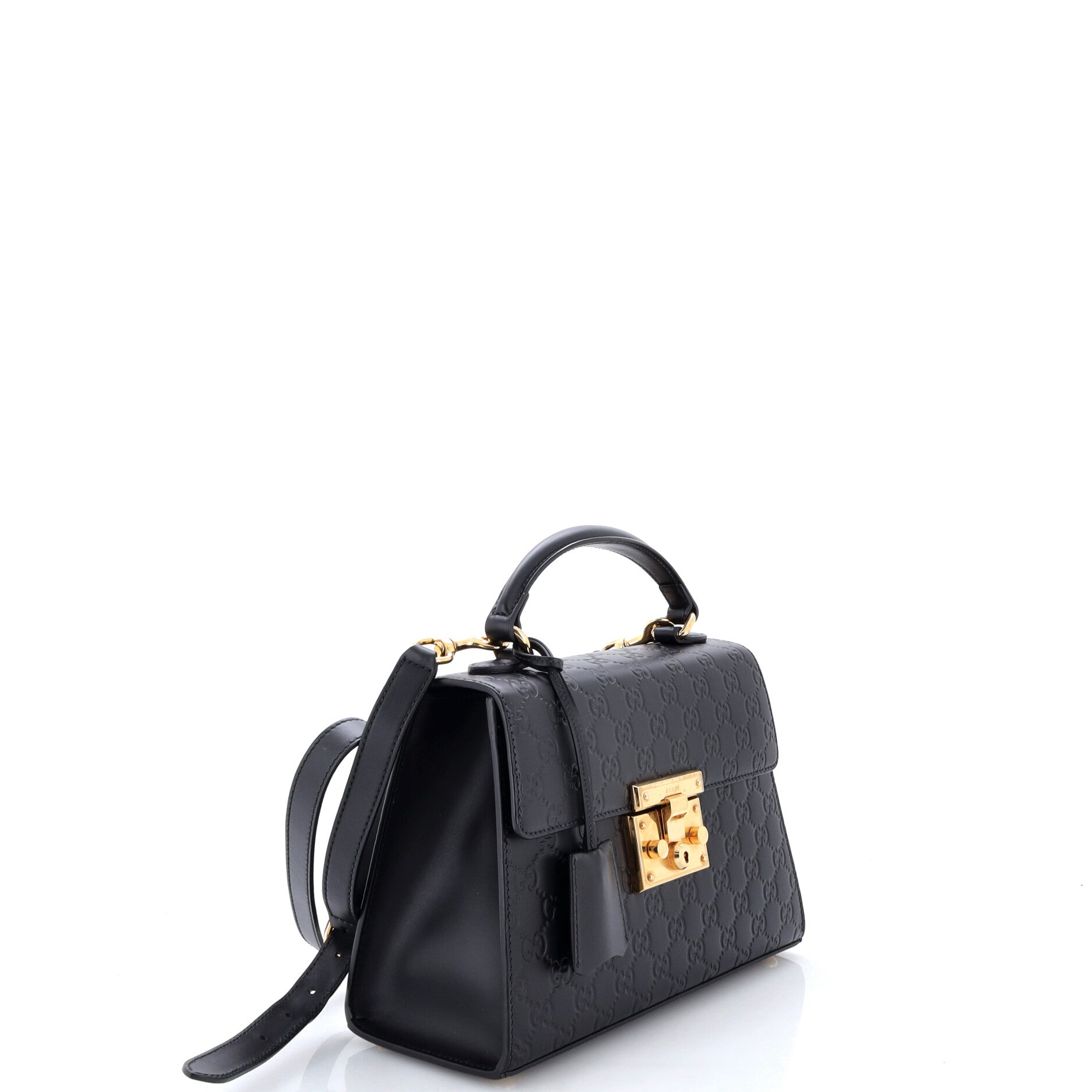 Padlock Top Handle Bag Guccissima Leather Small
