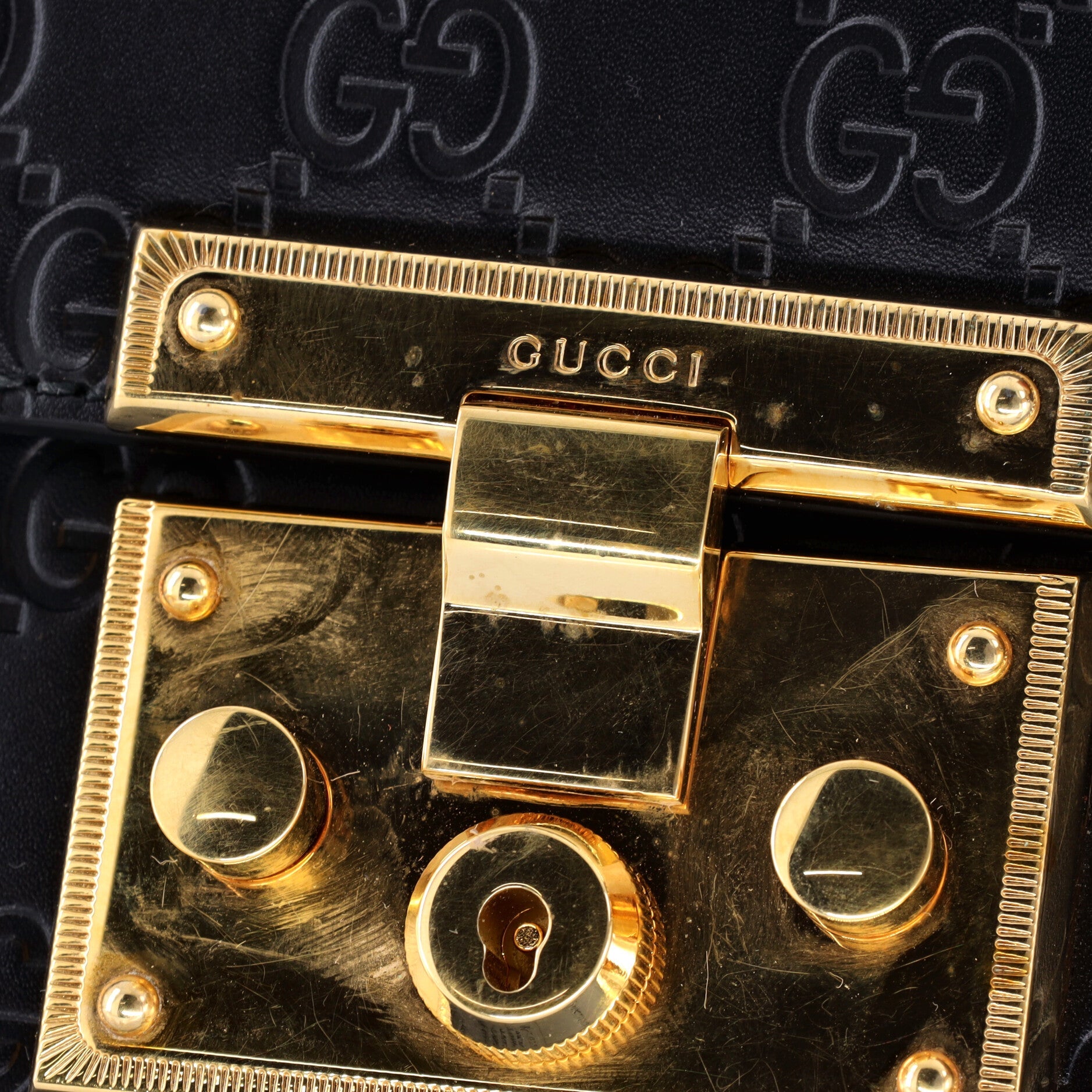 Padlock Top Handle Bag Guccissima Leather Small