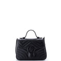 GG Marmont Monochrome Top Handle Flap Bag Matelasse Leather Mini