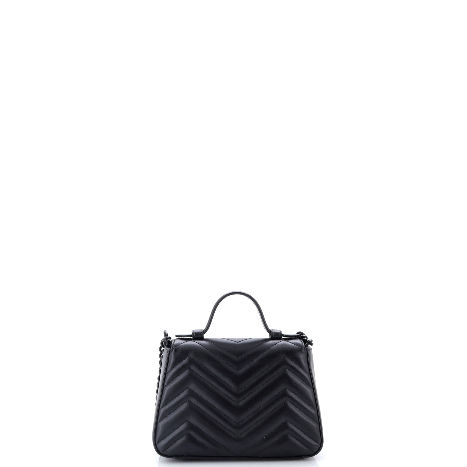 GG Marmont Monochrome Top Handle Flap Bag Matelasse Leather Mini