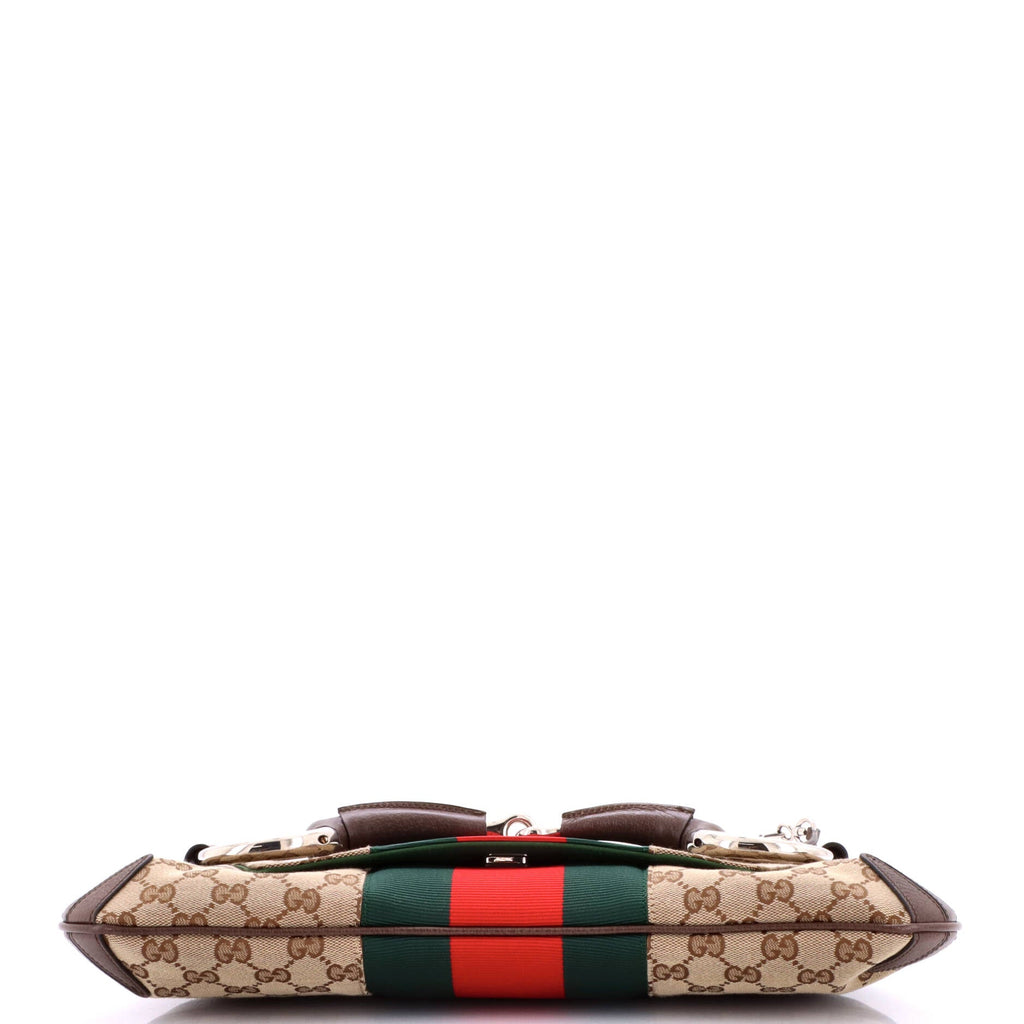 Horsebit Web Chain Clutch GG Canvas Large