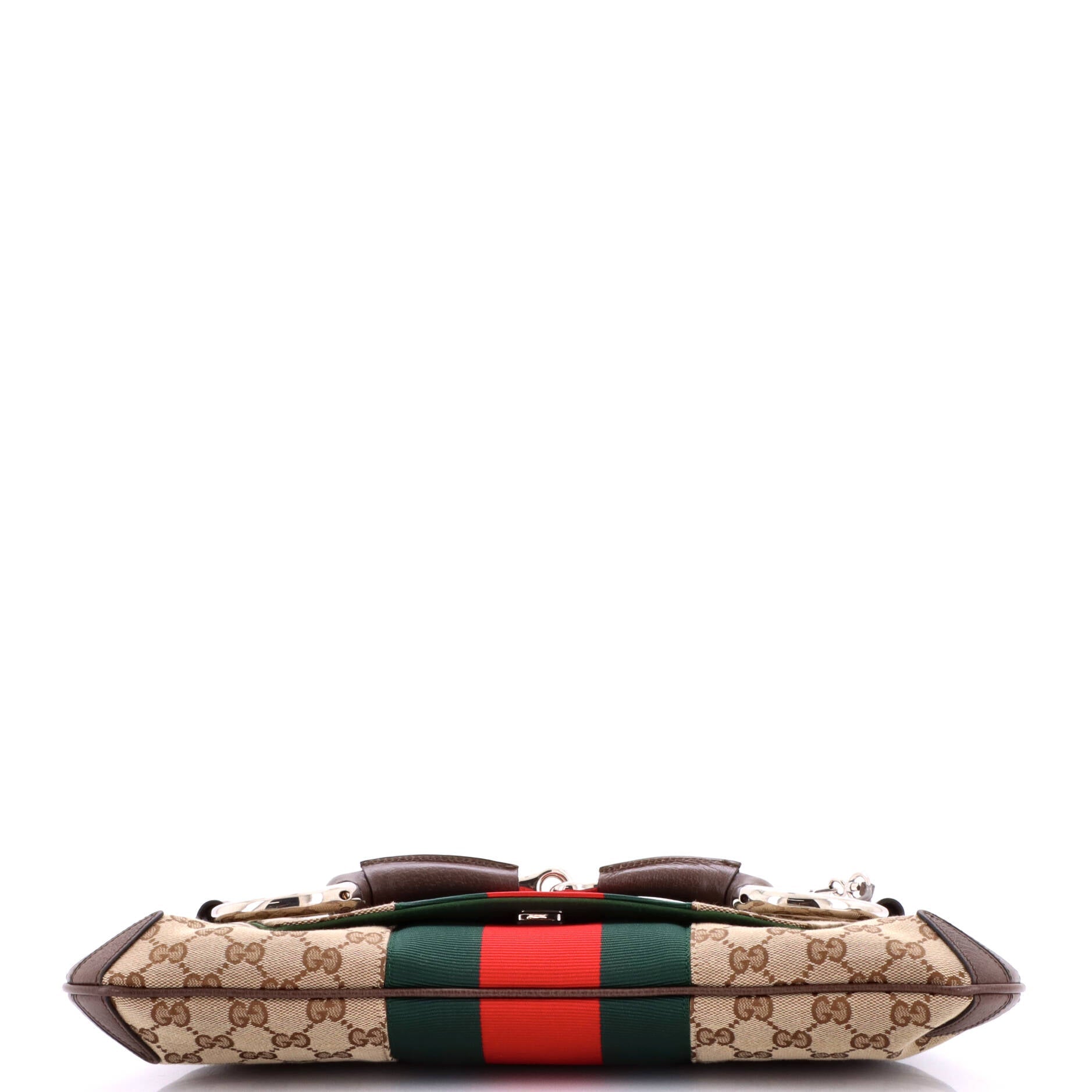Horsebit Web Chain Clutch GG Canvas Large