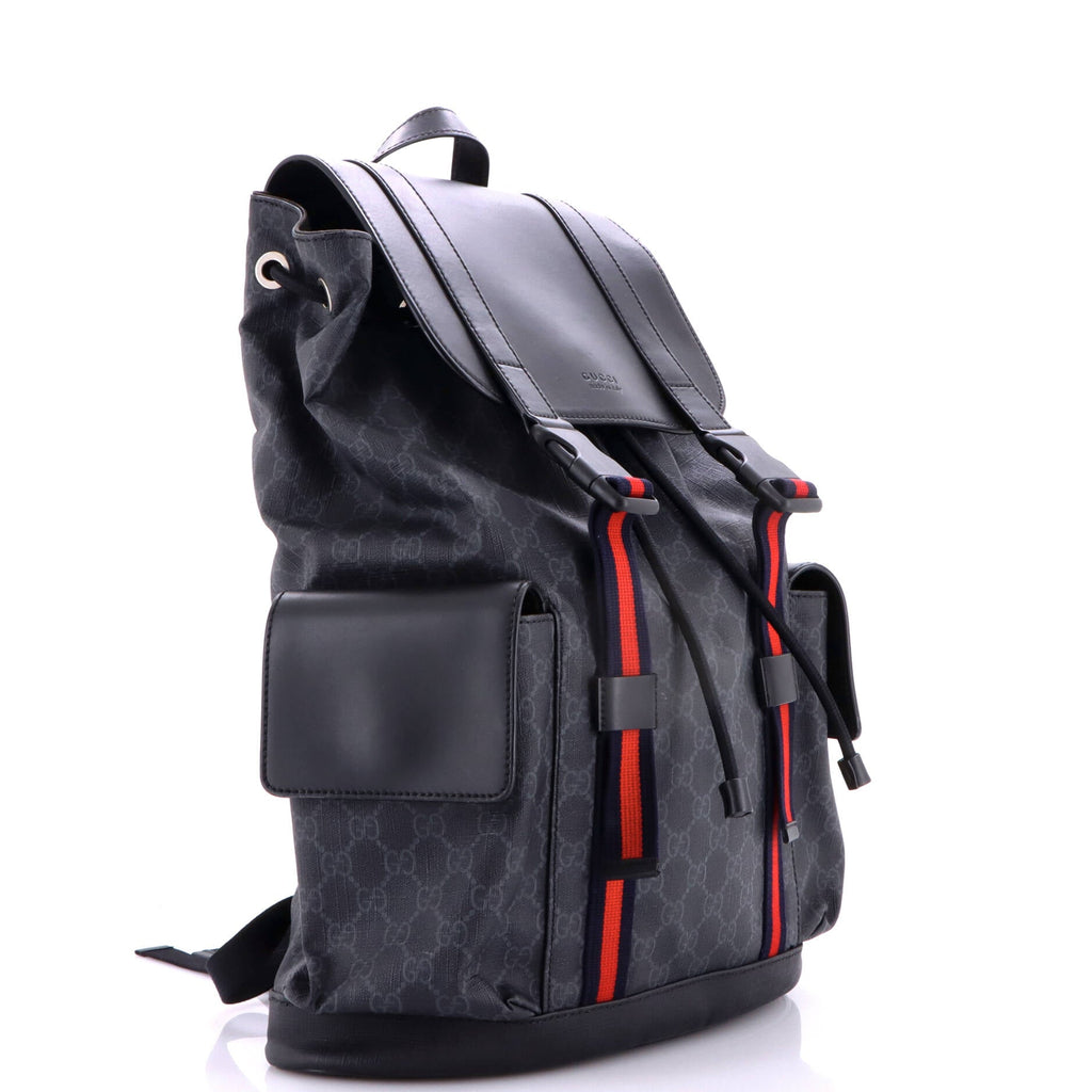 Double Pocket Buckle Backpack GG Coated Canvas Large