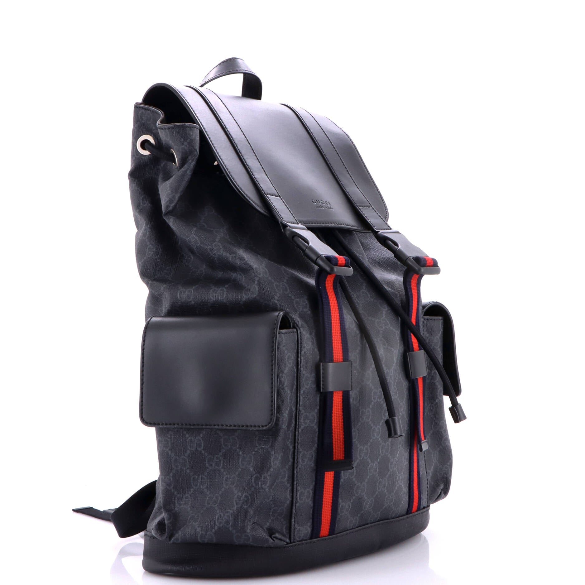 Double Pocket Buckle Backpack GG Coated Canvas Large