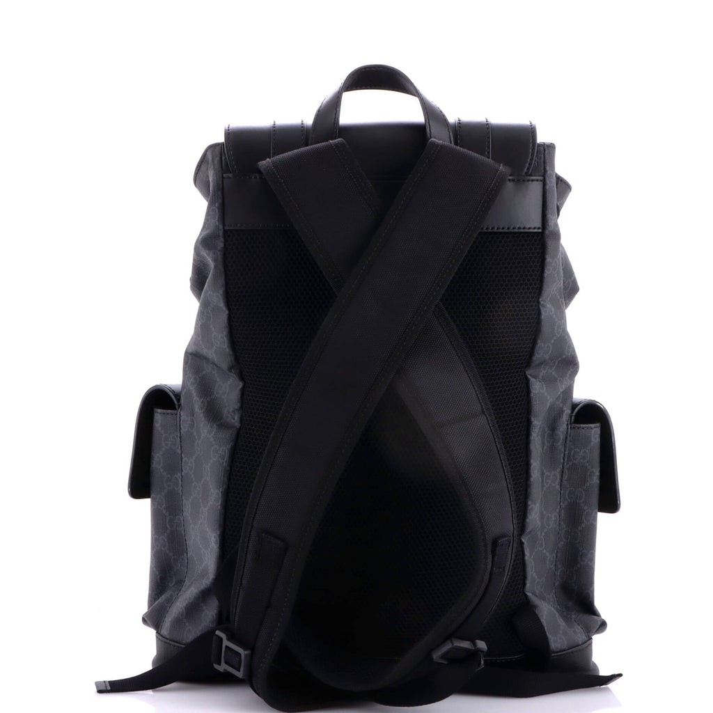Double Pocket Buckle Backpack GG Coated Canvas Large