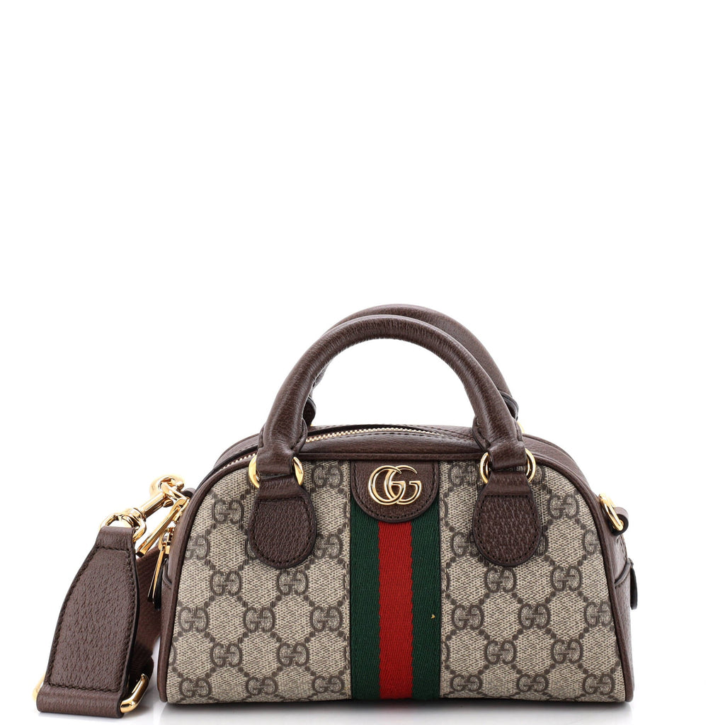 Ophidia Convertible Boston Top Handle Bag GG Coated Canvas with Leather Mini