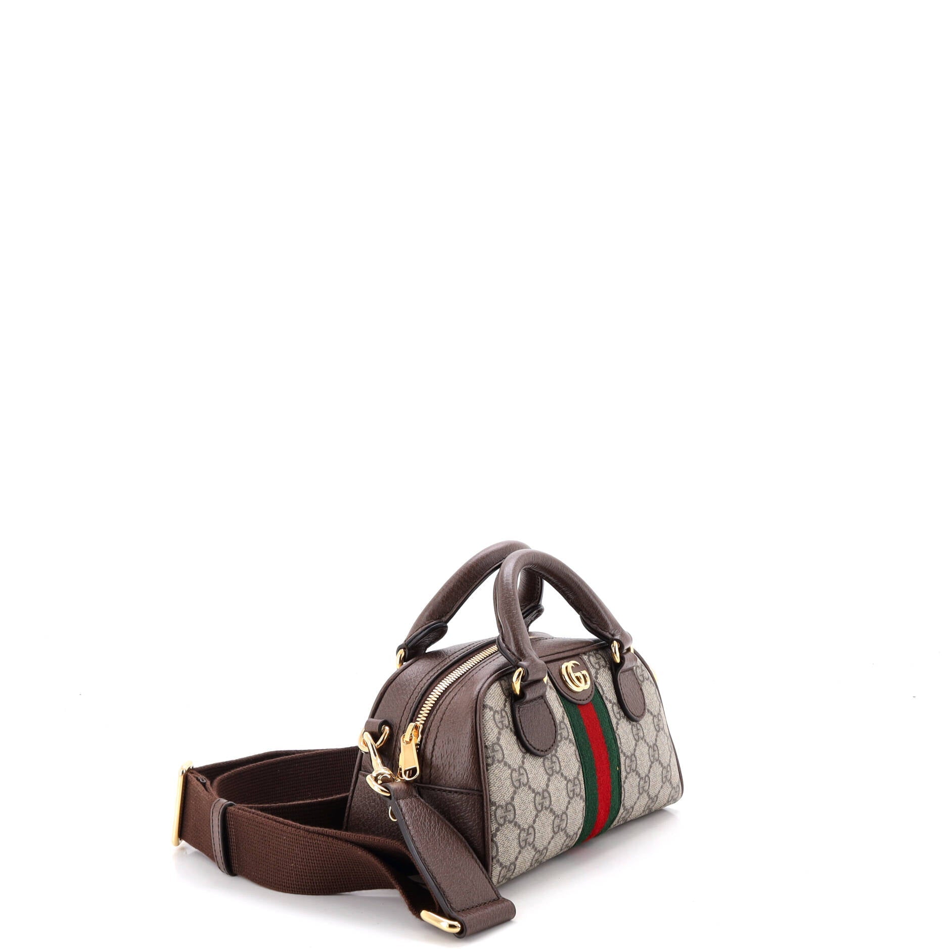 Ophidia Convertible Boston Top Handle Bag GG Coated Canvas with Leather Mini