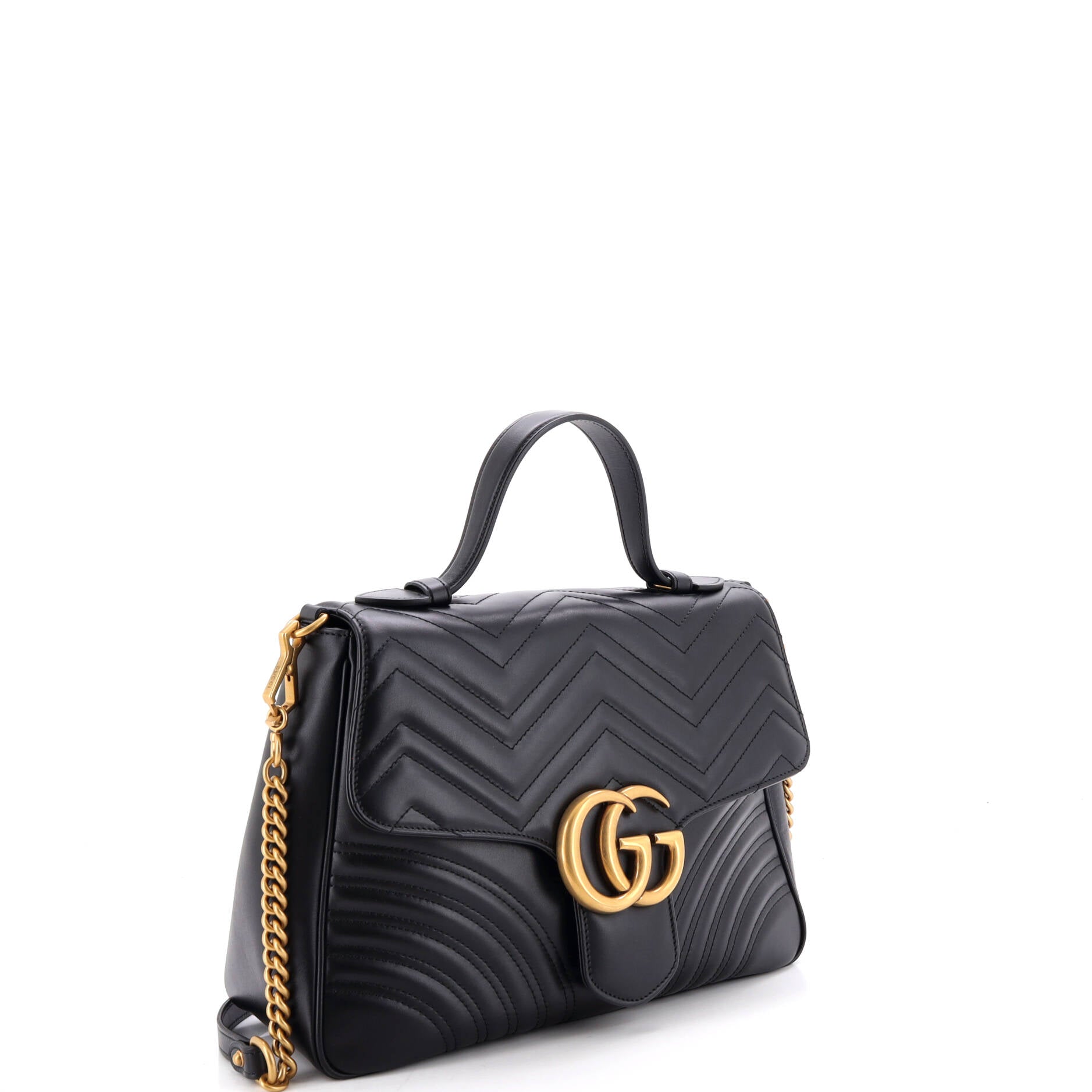 GG Marmont Top Handle Flap Bag Matelasse Leather Medium