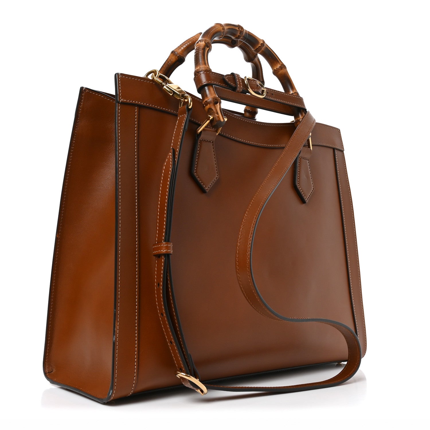 Charisma Calfskin Gucci Embossed Medium Diana Tote Bag Peanut Brown