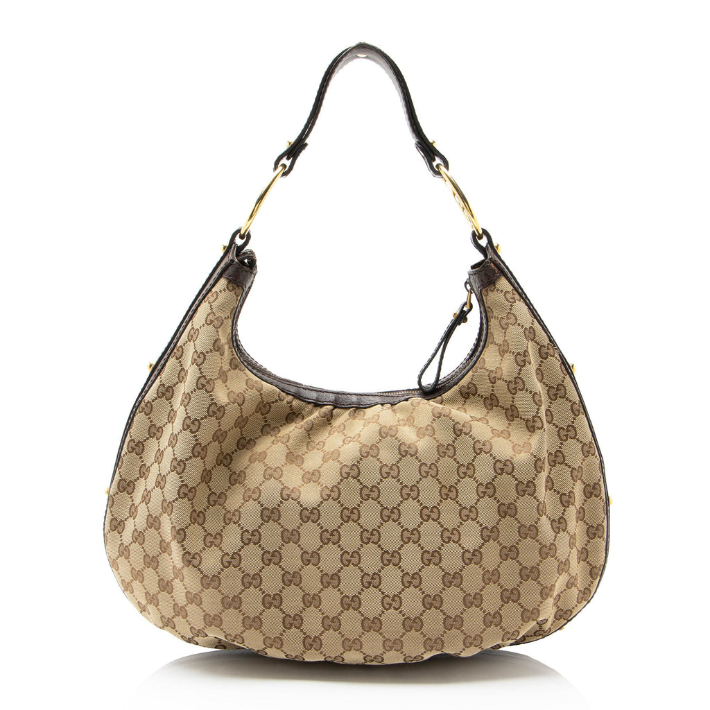 Gucci Vintage GG Canvas Interlocking G Studded Hobo