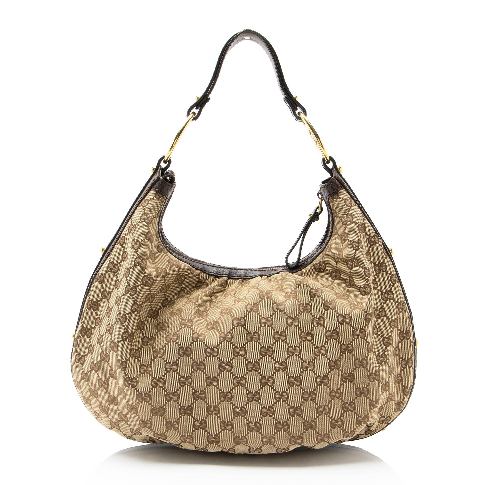 Gucci Vintage GG Canvas Interlocking G Studded Hobo