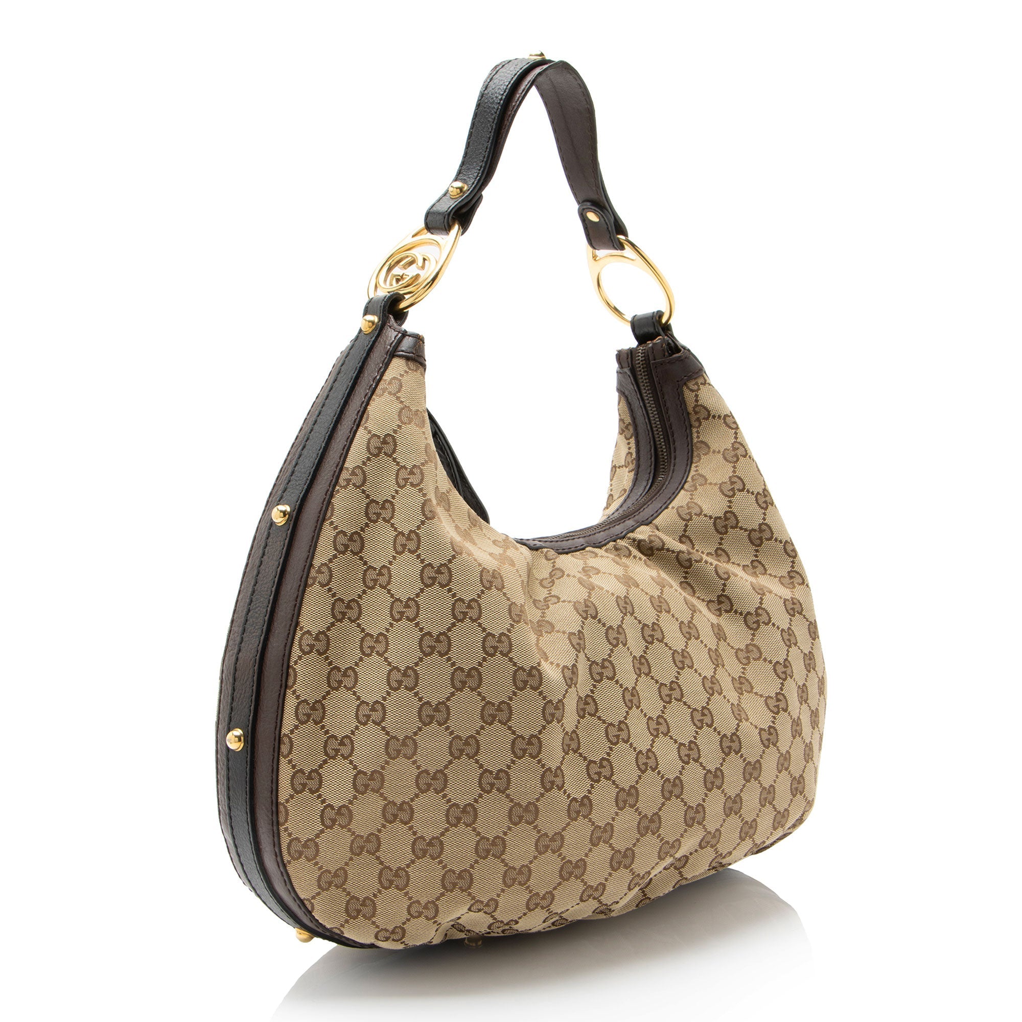 Gucci Vintage GG Canvas Interlocking G Studded Hobo