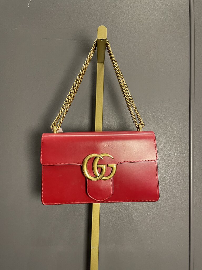Gucci Marmont Red Leather Flap Bag