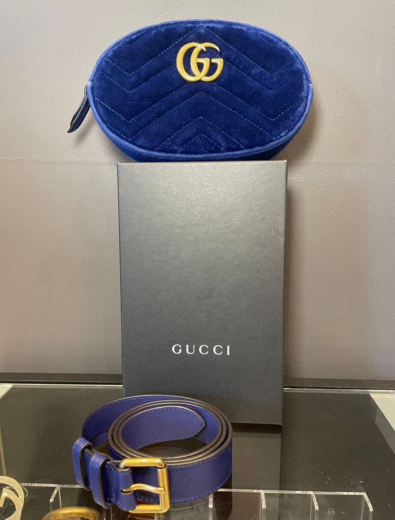 Gucci Royal Blue Velvet Belt Bag