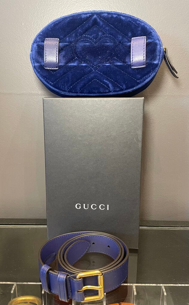 Gucci Royal Blue Velvet Belt Bag