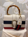 Gucci White, Red and Blue with Bamboo Handle